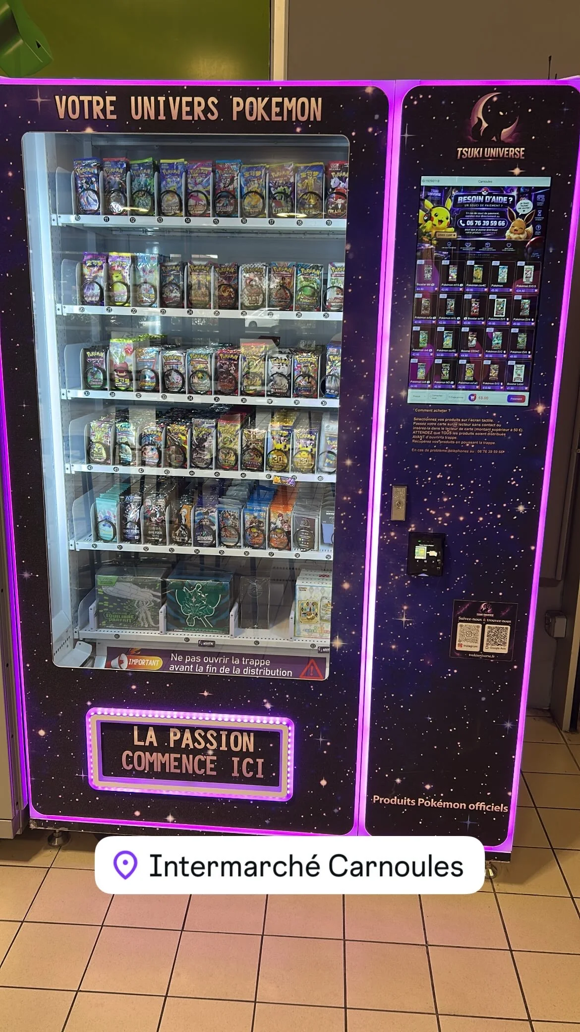 Machine Tsuki Universe de Carnoules après le réapprovisionnement avec les bundles Pokémon 30 ans du 3 octobre 2026