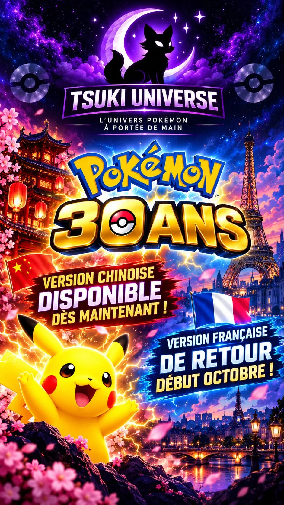 Écran Pokémon 30e anniversaire de la machine Tsuki Universe de Carnoules